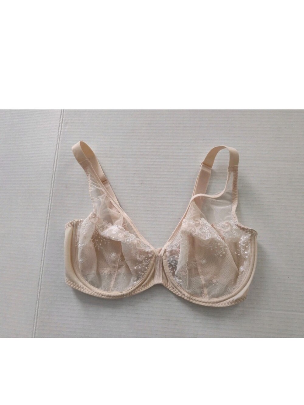 Simone Perele Shell Pink Bra Size 34G Embroidered Underwire Adj Straps Hook Eye
